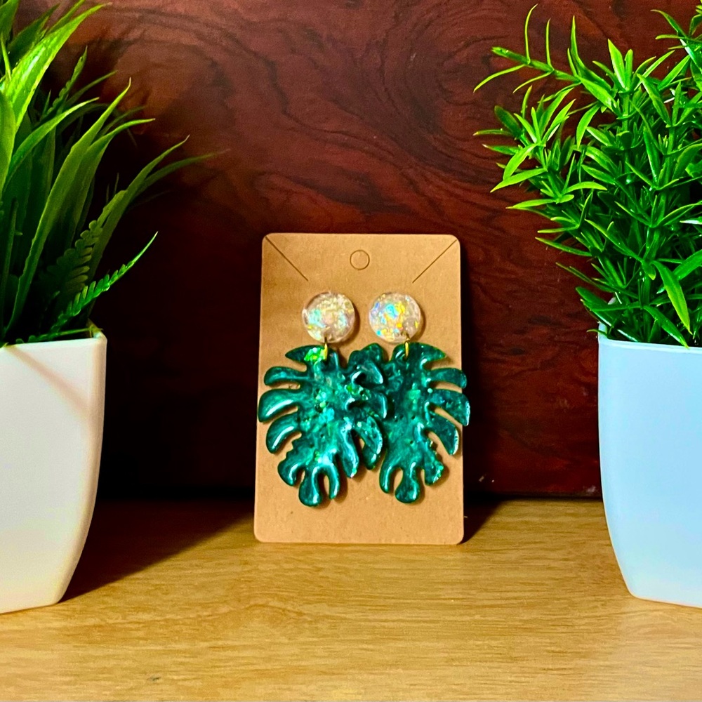 Handcrafted palm leaf earrings